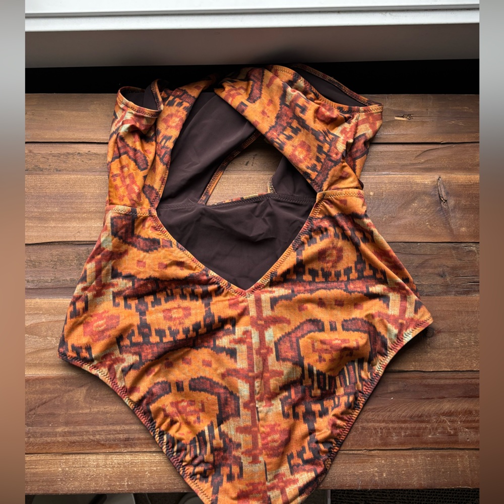 Ulla Johnson Brown Patterned One Piece Swimsuit - image 4